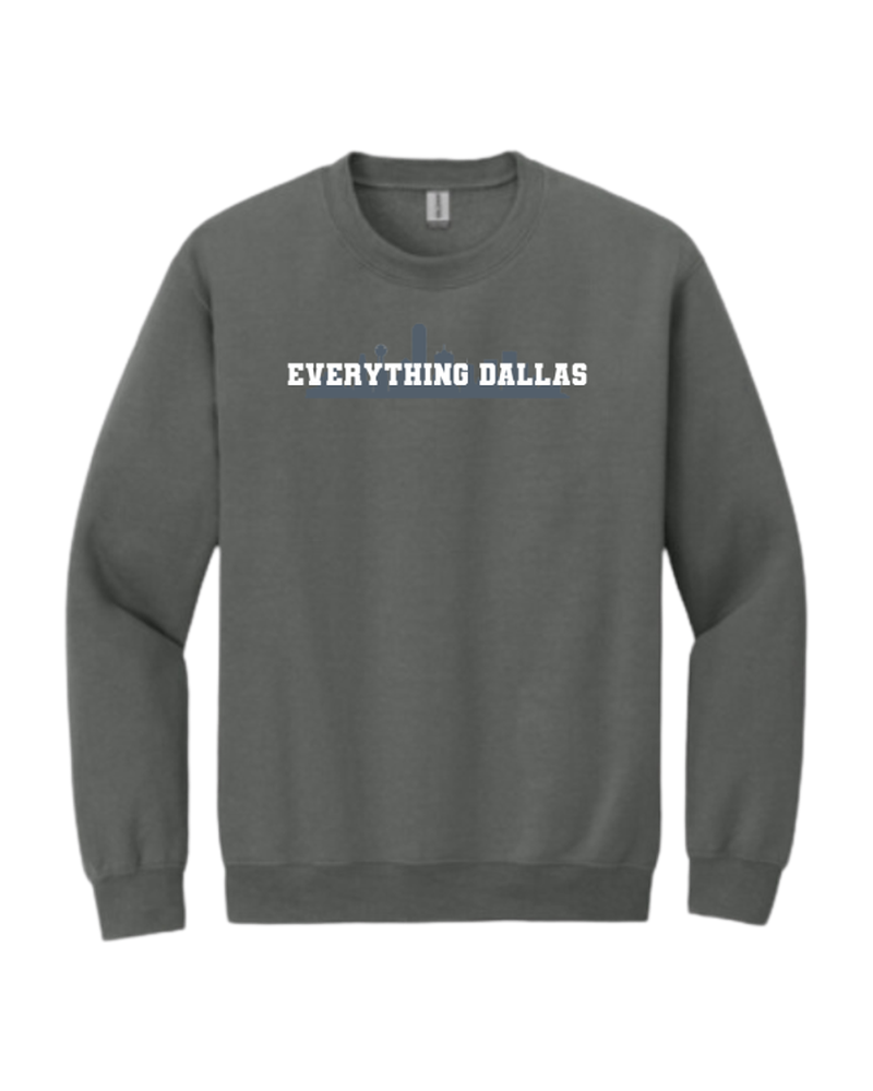 Charcoal crewneck, front skyline print